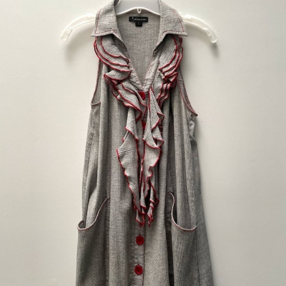 Twenty One Gray Collared Dress with Ruffle